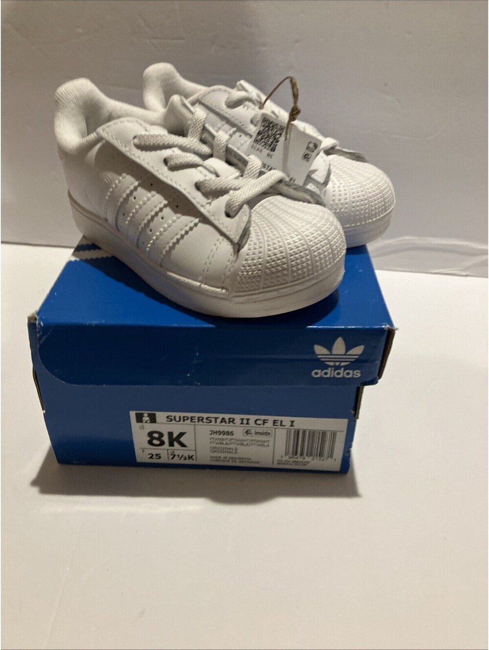 adidas Superstar II CF EL I 8K Kids White/White Toddler Sneaker Shoe JH9986 NEW